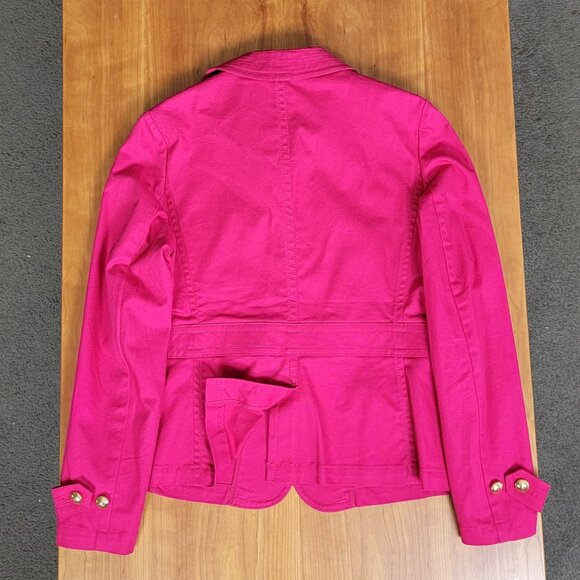 Talbots Stretch Cotton Hot Pink Gold Button Jacket - 8P - Picture 11 of 15
